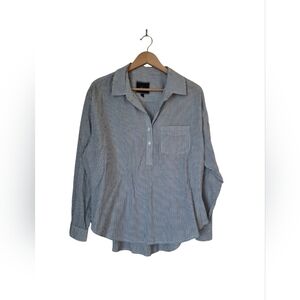 Rails Shirt Blue & White Striped Womens Size Medium Half Button Up